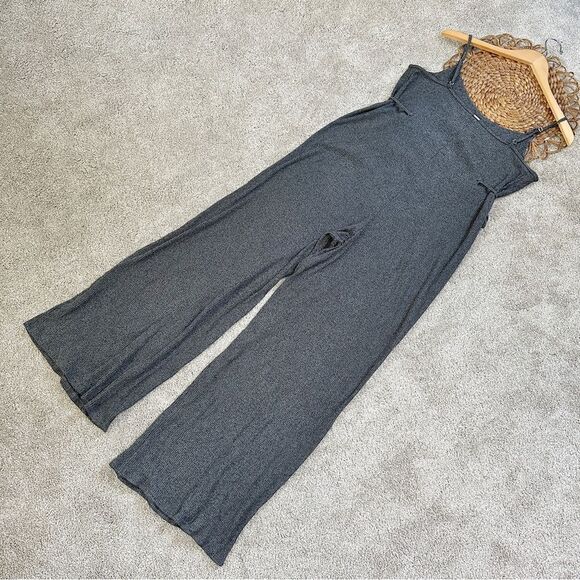 Gilly Hicks Cozy Lounge Jumpsuit Romper Knit Wide Leg Side Tie Heather Gray - Picture 6 of 11
